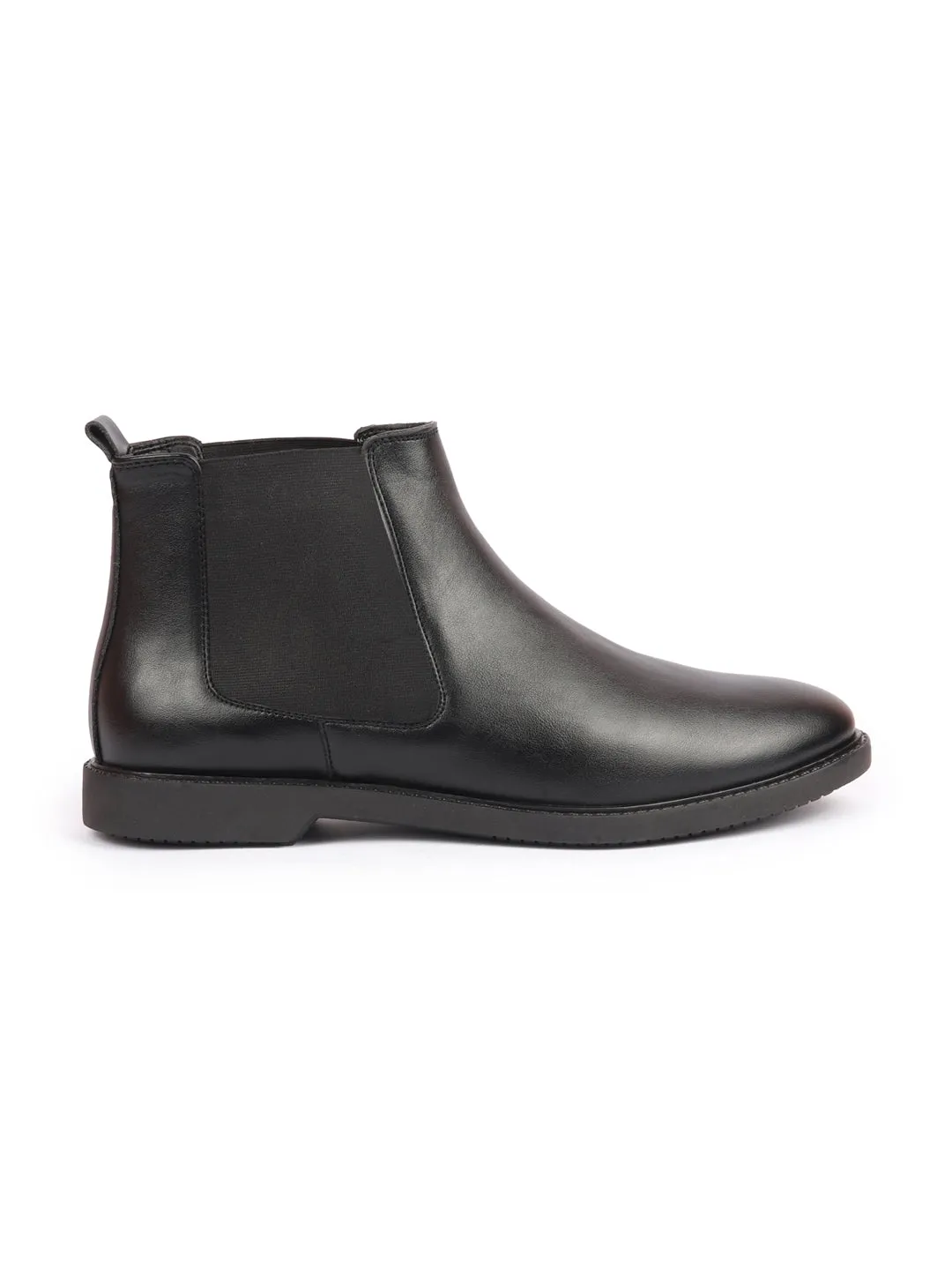 Men Black High Ankle Slip On Outdoor Fashion Winter Chelsea Boots