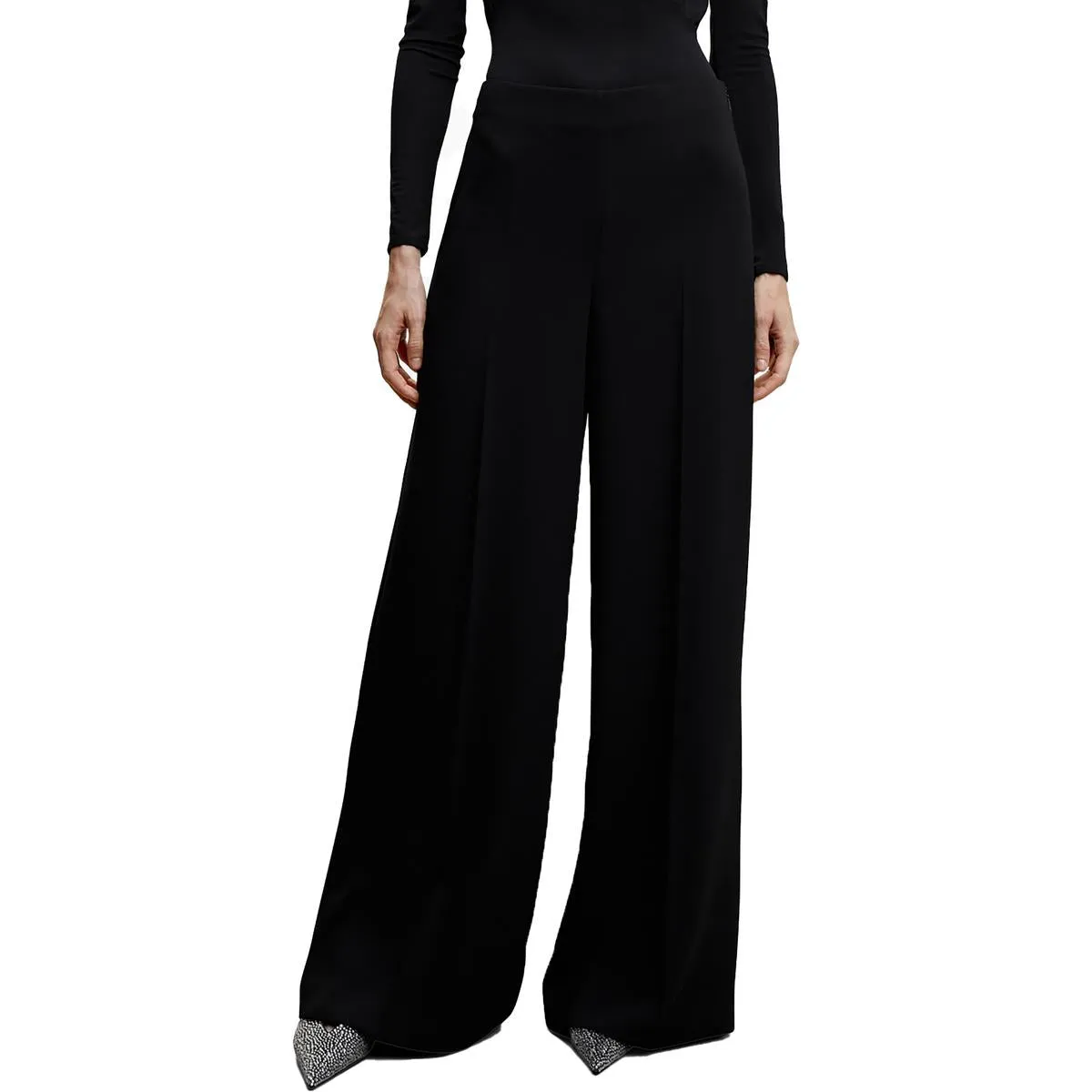 MNG Womens High Rise Wide Leg Palazzo Pants