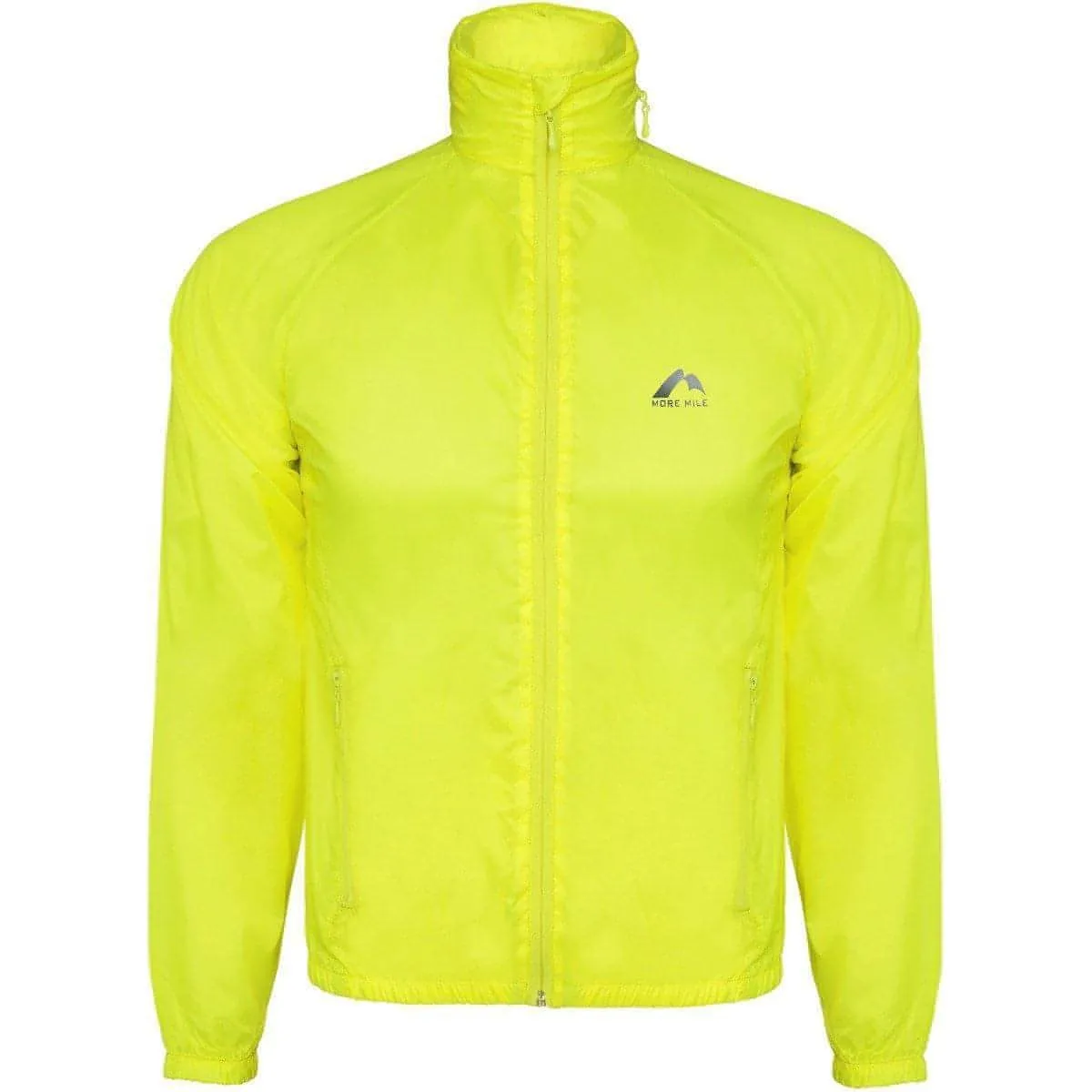 More Mile Neon Hooded Windbreaker Mens Running Jacket - Yellow