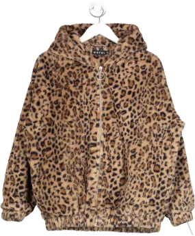 Motel Brown Emmerson Faux Leopard Fur Hooded Jacket UK XS