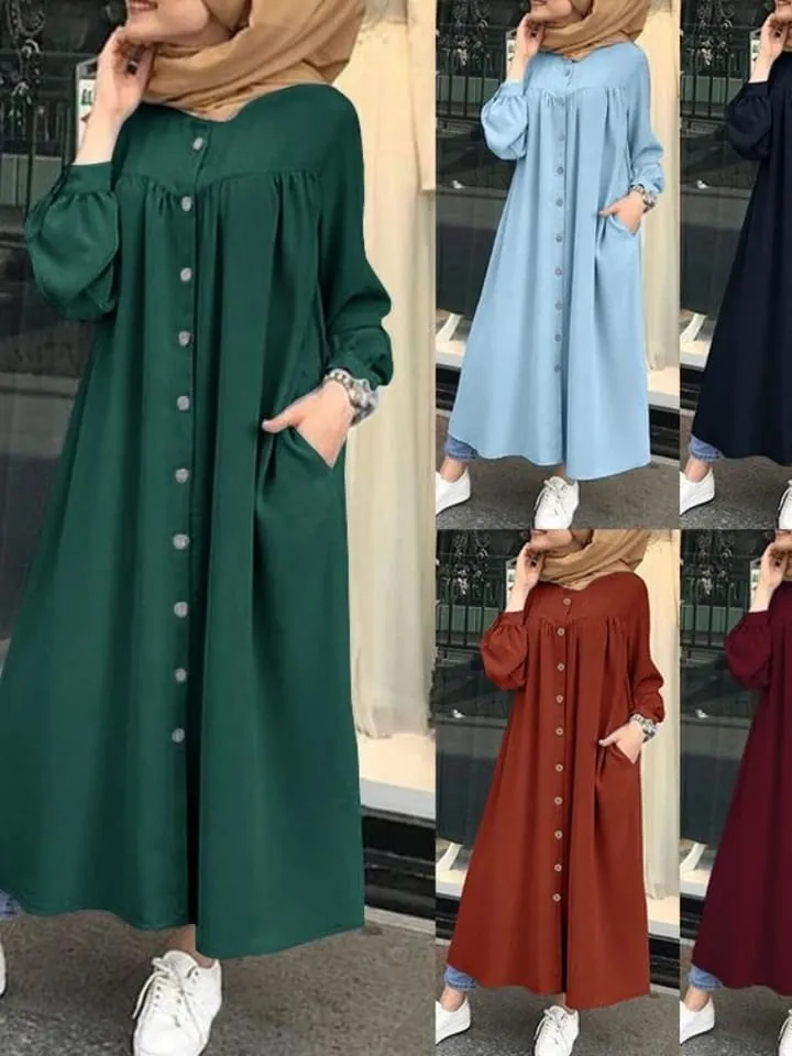 Muslim dress women long sleeve hijab shirt long dress B-92587