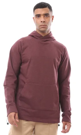 O174896 Slip On Heather Burgundy Casual Long Hoodie