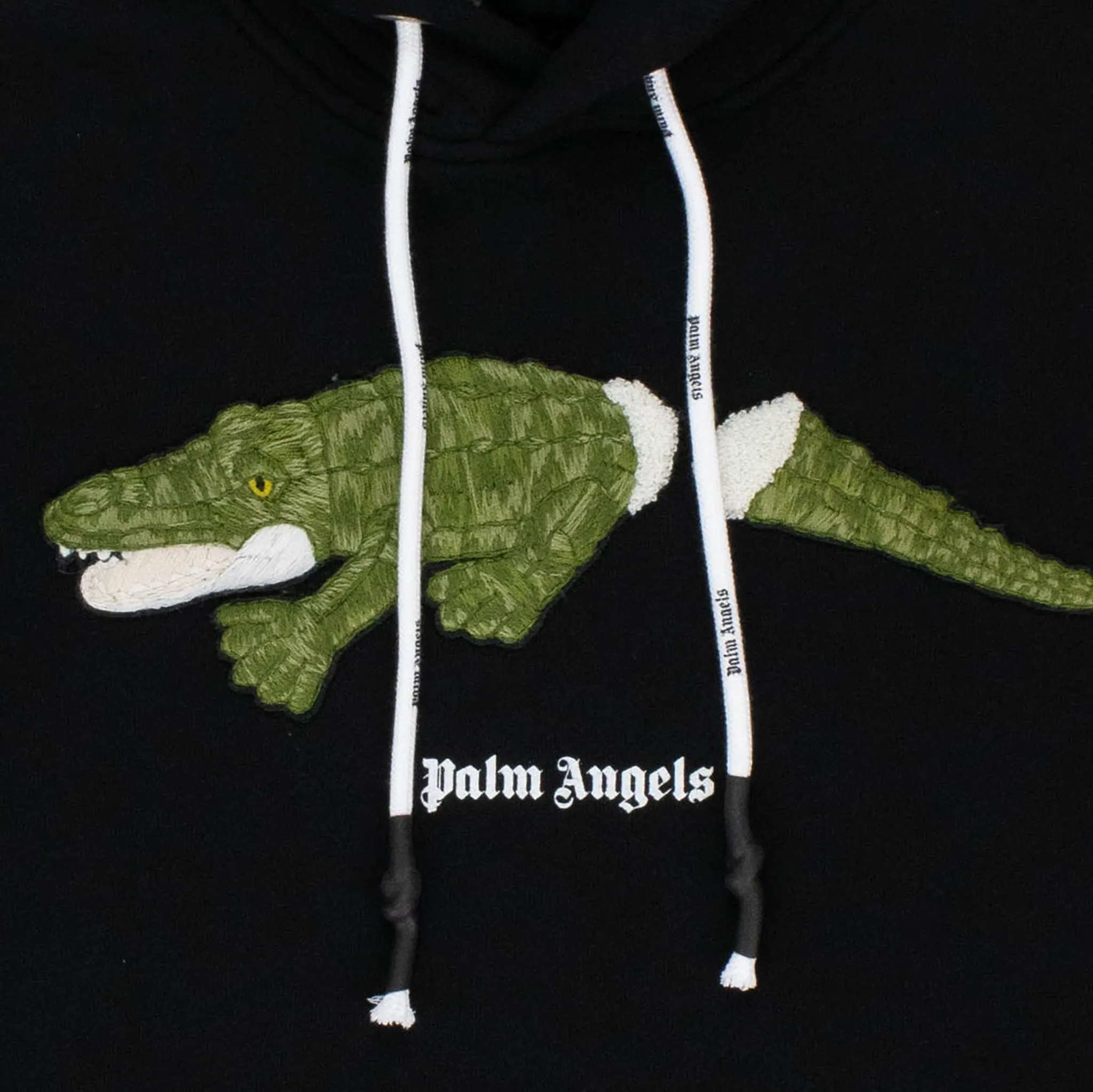 Palm Angels Croco Embroidered Black Hoodie