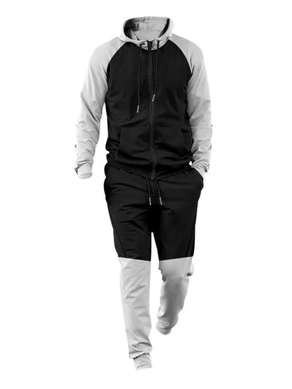 Patchwork Hooded Sweatshirt Men Tracksuit