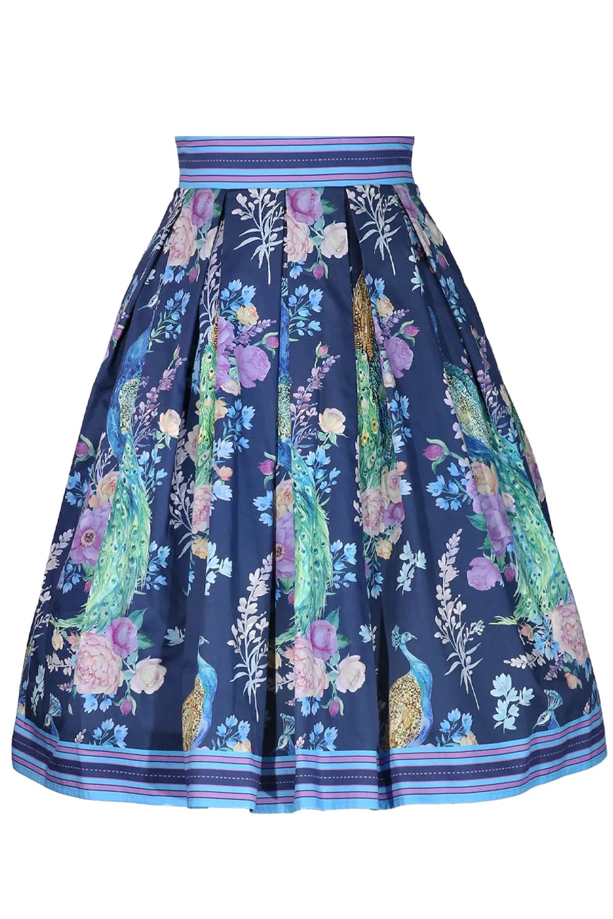 Peacocks And Palaces Border Full Skirt