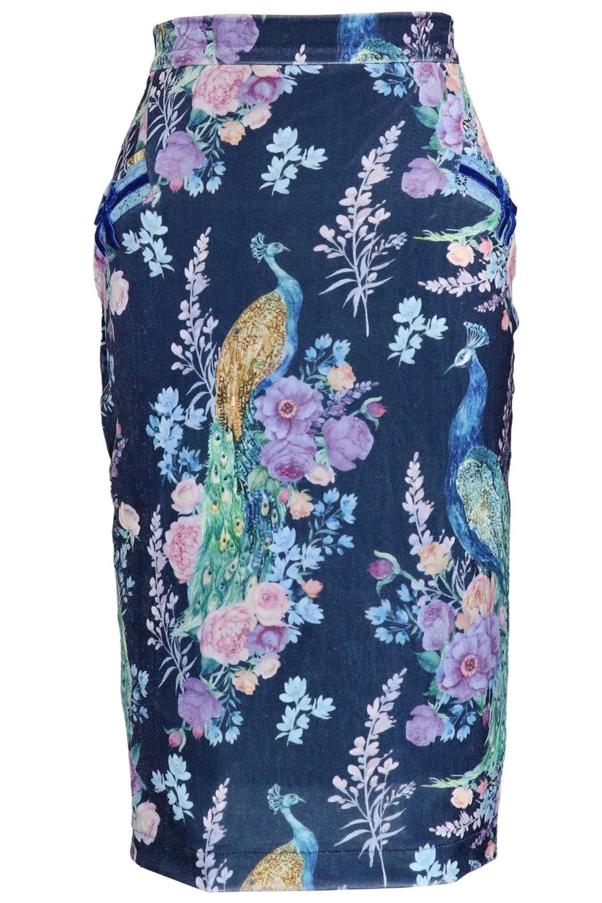 Peacocks And Palaces Velvet Bustle Skirt