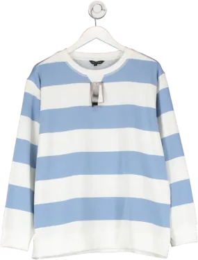 Peacocks Blue & White Crew Neck Stripe Jumper UK L