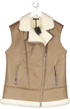 Peacocks Brown Faux Sherling Gilet UK 14