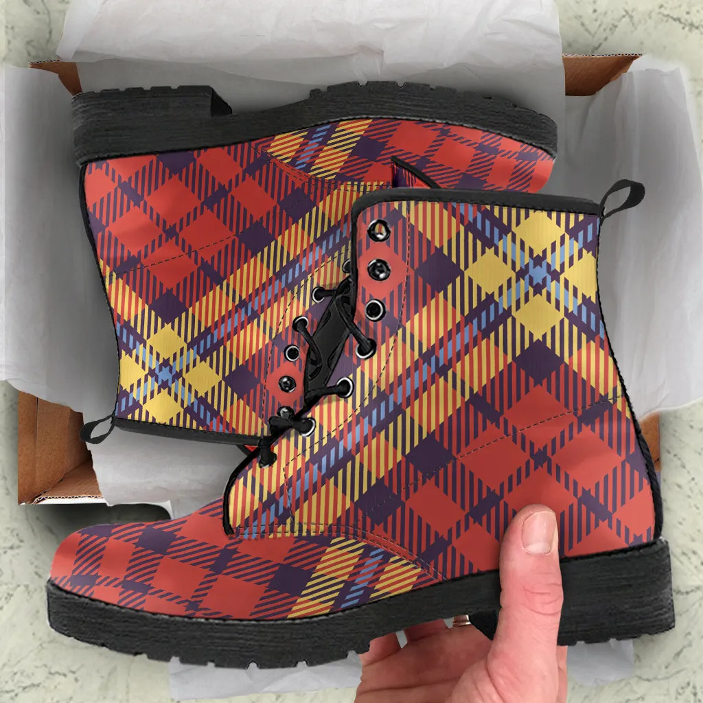 Plaid Vegan Leather Boots