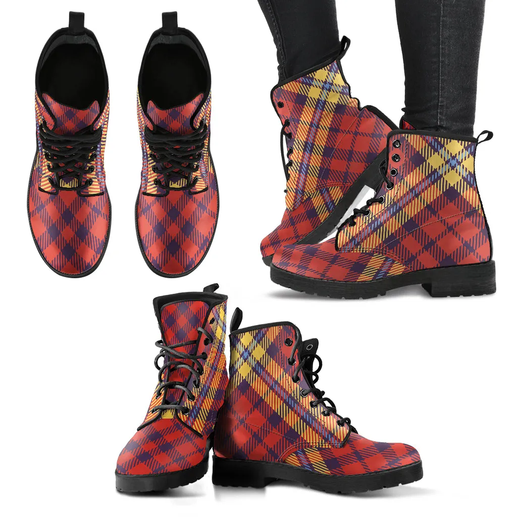 Plaid Vegan Leather Boots