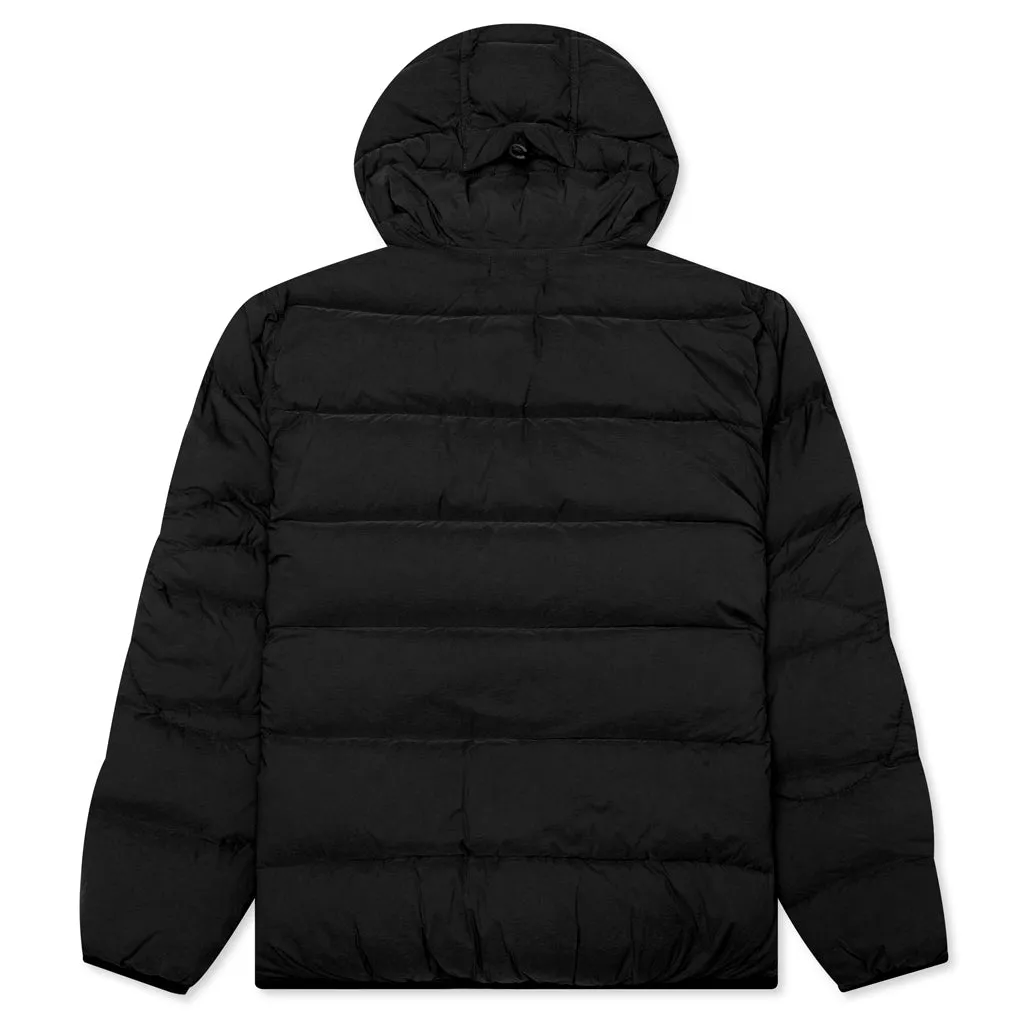 Real Feather Hooded Jacket - Black