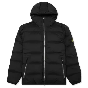 Real Feather Hooded Jacket - Black