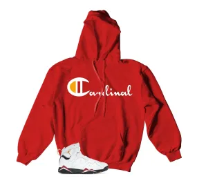 Retro 7 Cardinal Hoody -Script - Cardinal Red