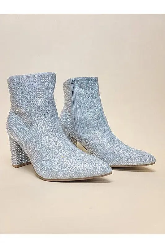 Rhinestone Boots Casual Inside Zip