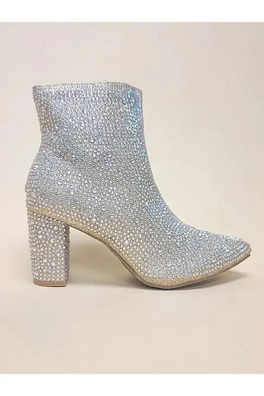 Rhinestone Boots Casual Inside Zip