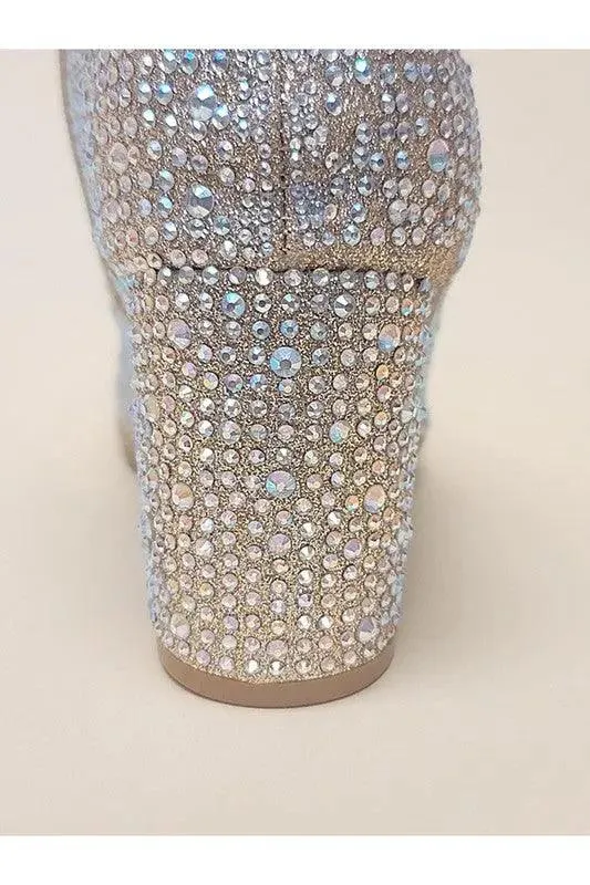 Rhinestone Boots Casual Inside Zip