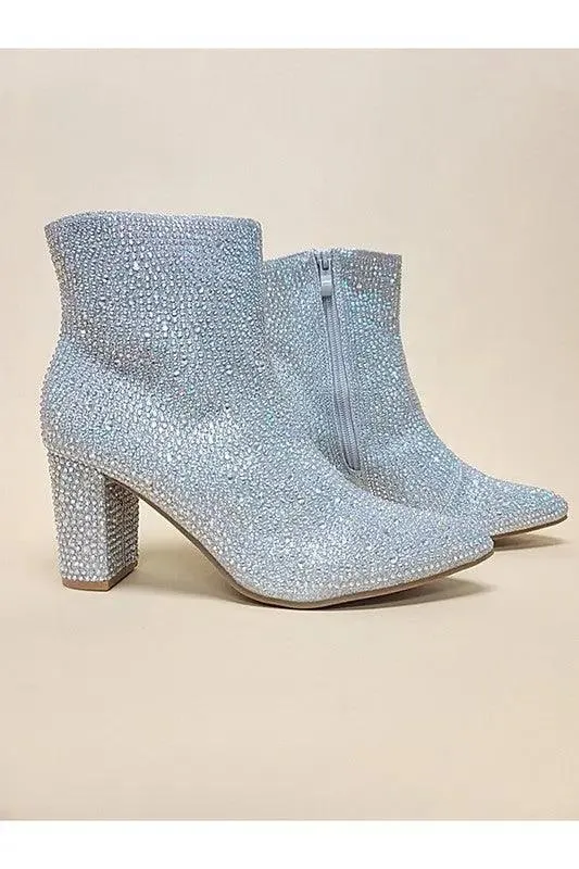 Rhinestone Boots Casual Inside Zip