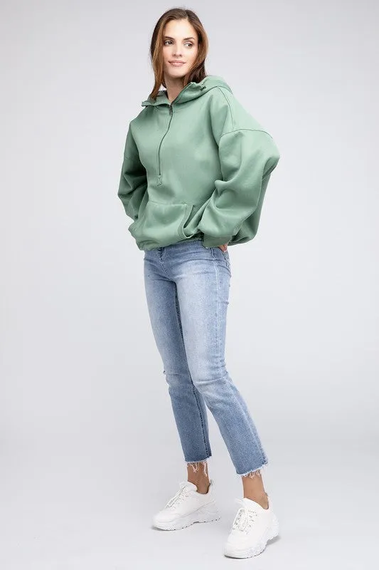 Stitch Detailed Elastic Hem Long Sleeve Hoodie