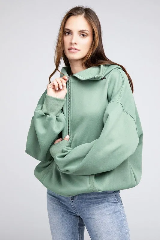 Stitch Detailed Elastic Hem Long Sleeve Hoodie