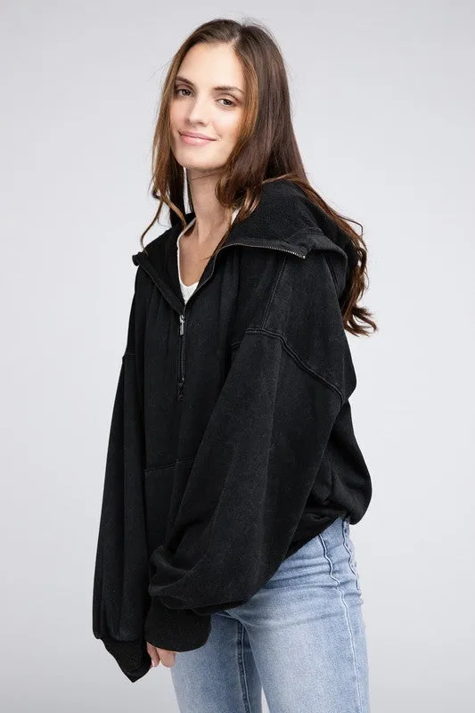 Stitch Detailed Elastic Hem Long Sleeve Hoodie