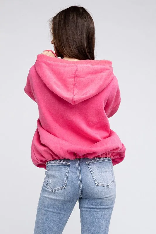 Stitch Detailed Elastic Hem Long Sleeve Hoodie