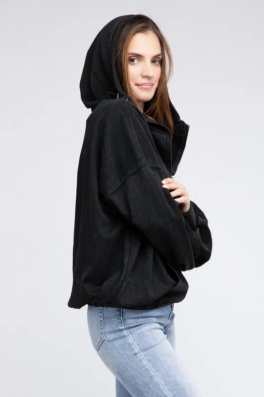 Stitch Detailed Elastic Hem Long Sleeve Hoodie