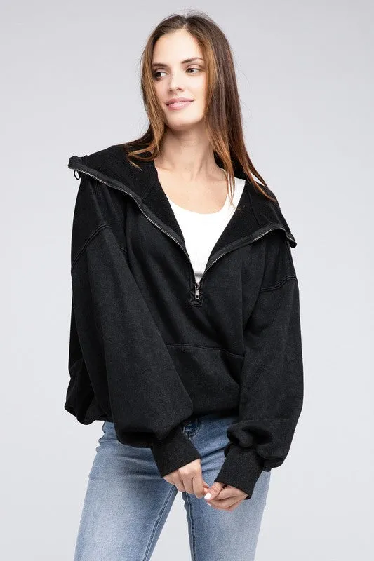 Stitch Detailed Elastic Hem Long Sleeve Hoodie