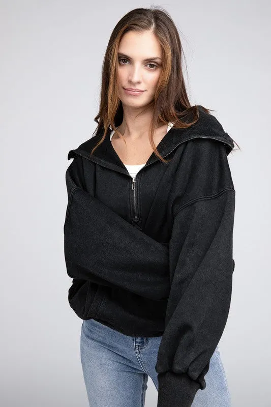 Stitch Detailed Elastic Hem Long Sleeve Hoodie