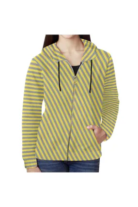 Striped Full Zip Hoodie for Women