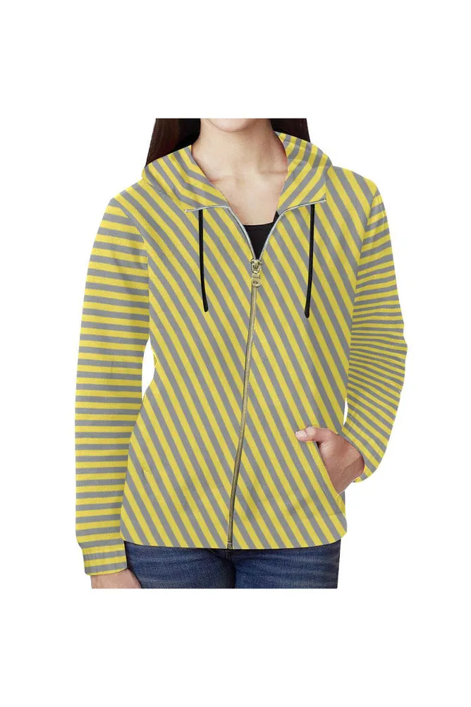 Striped Full Zip Hoodie for Women