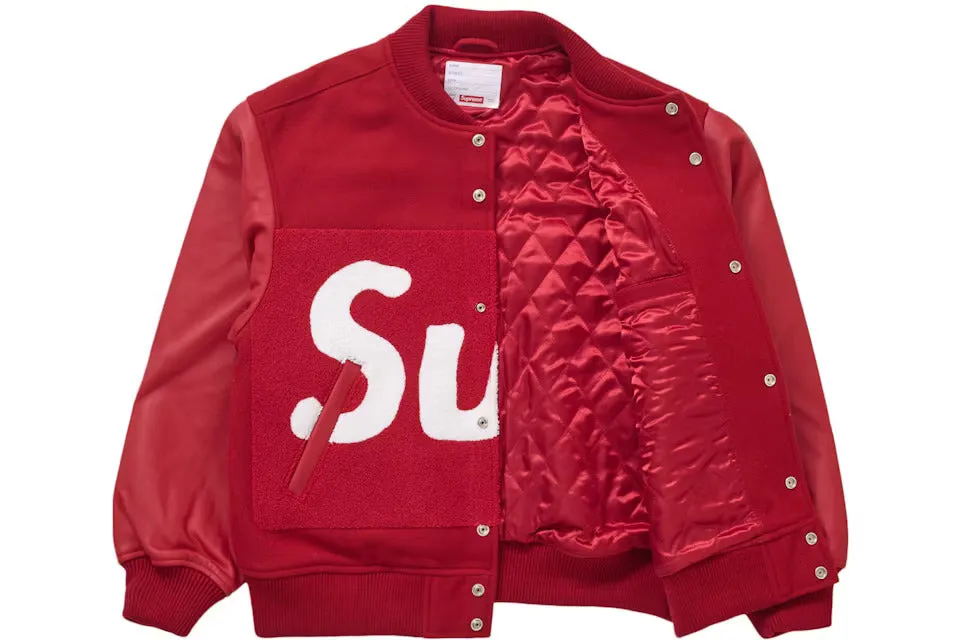 Supreme Big Logo Chenille Varsity Jacket Red