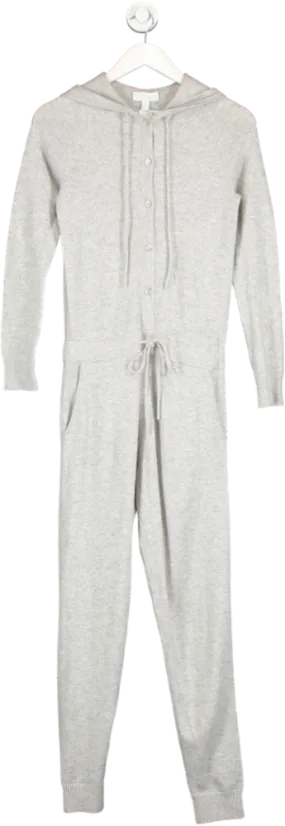 The White Company Grey Cashmere Hooded Jumpsuit UK XS