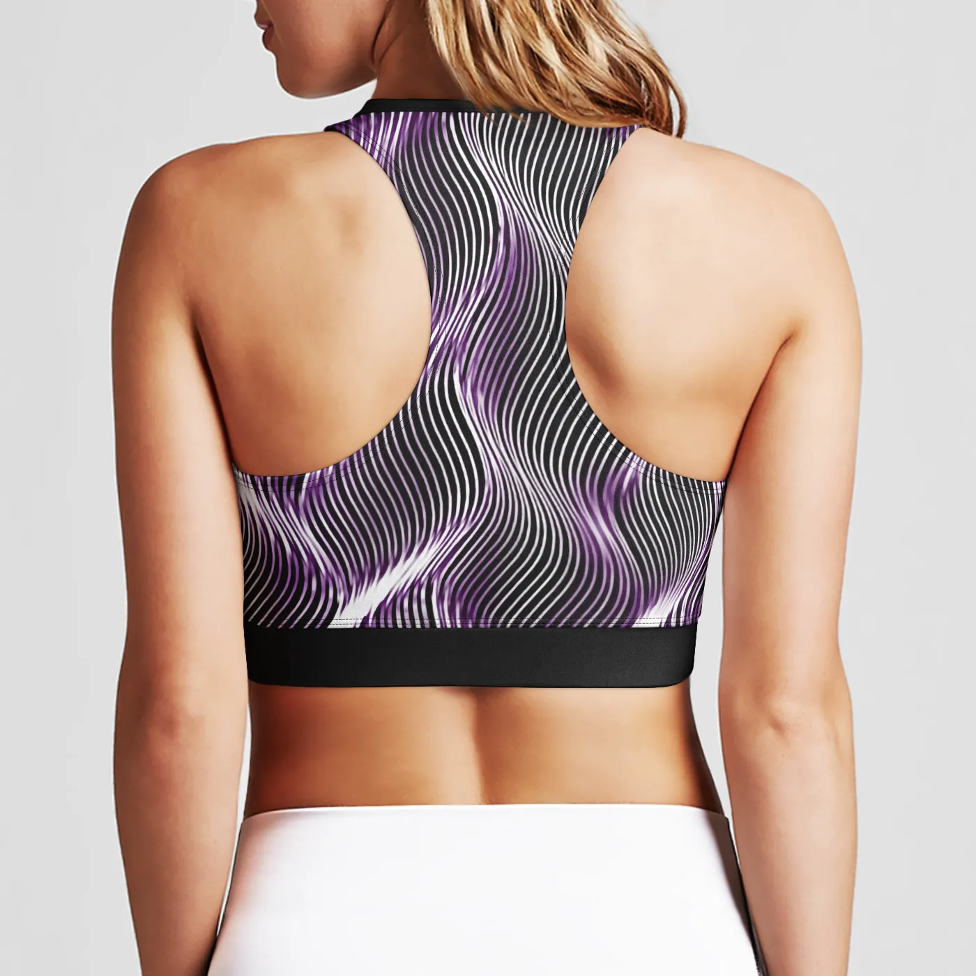 TRP Twisted Patterns 04: Weaved Metal Waves 01-01 Designer Zip Up Sports Bra