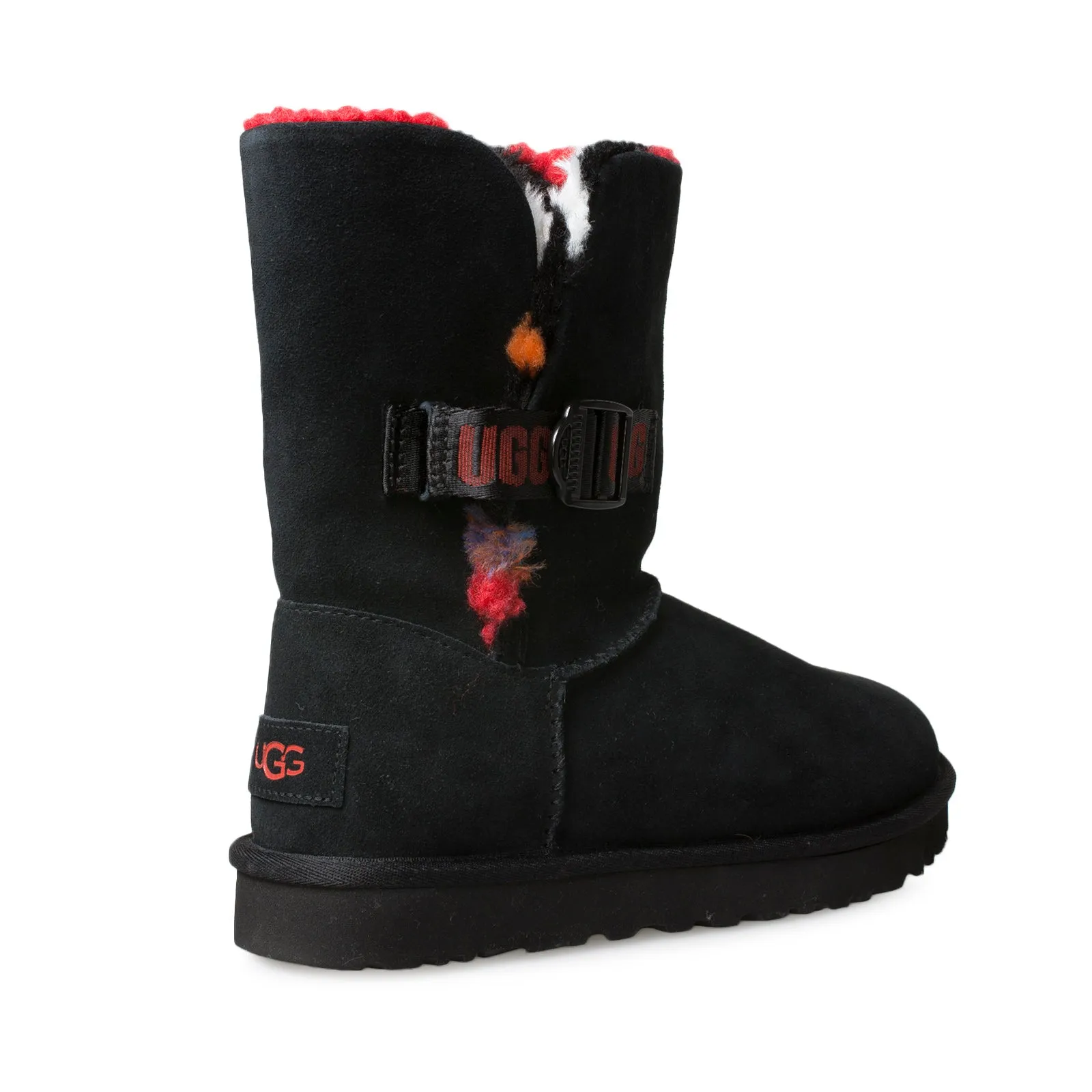 UGG Bailey Buckle Cali Collage Black Red Boots - Women's