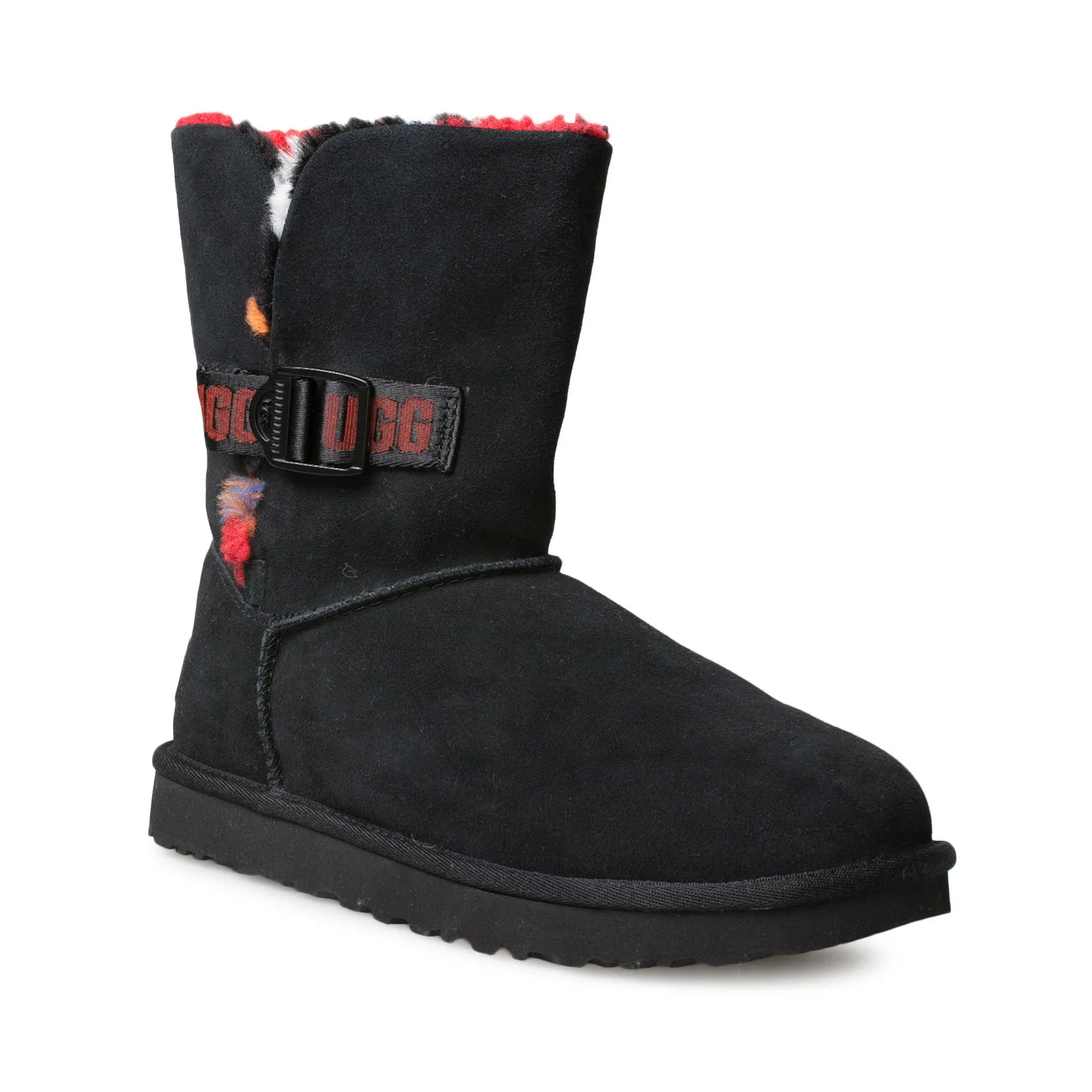 UGG Bailey Buckle Cali Collage Black Red Boots - Women's