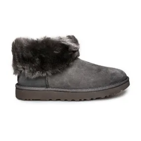 UGG Classic Mini Fluff Charcoal Boots - Women's