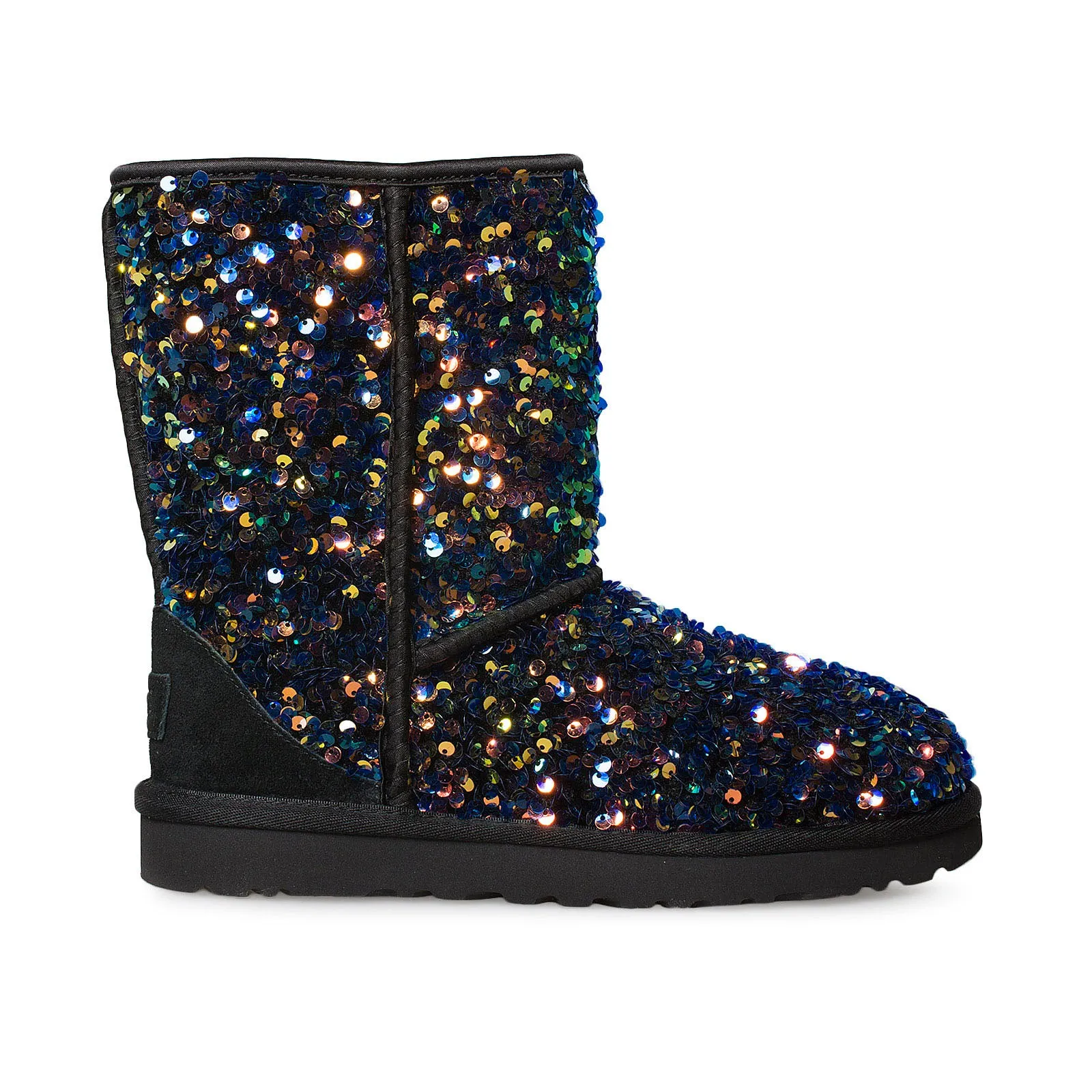 UGG Classic Short Stellar Sequin Black Boots - Youth