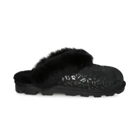 UGG Coquette Snow Leopard Black Slippers - Women's