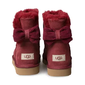 UGG Mini Bailey Corduroy Bow Kiss Red Boots - Women's