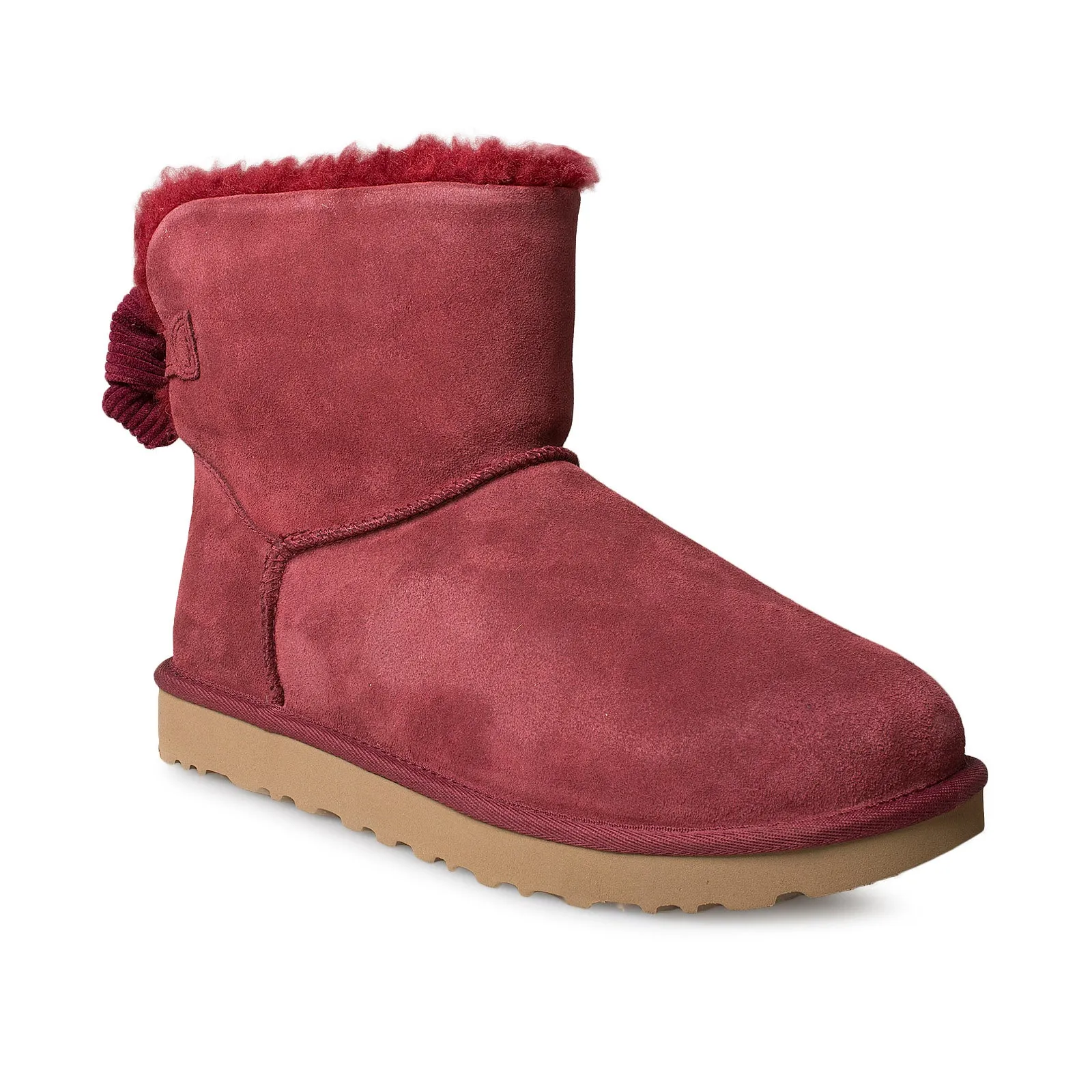 UGG Mini Bailey Corduroy Bow Kiss Red Boots - Women's