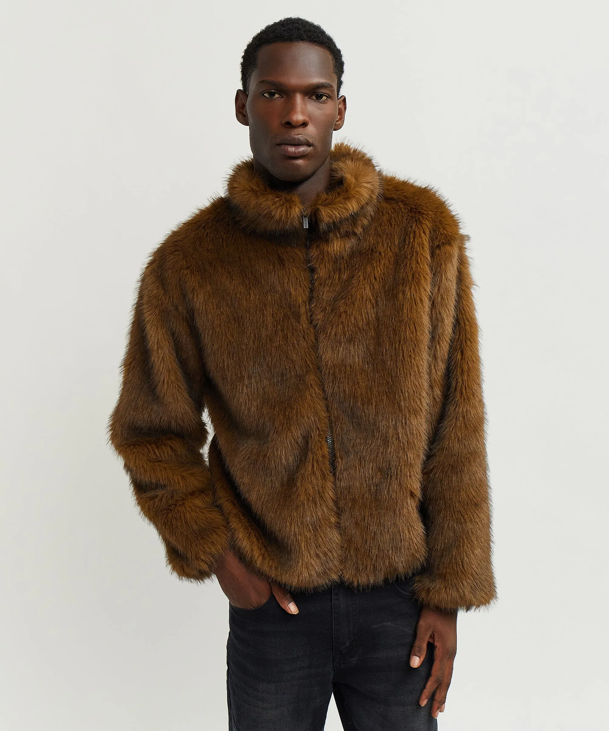 Uptown Faux Fur Jacket - Brown