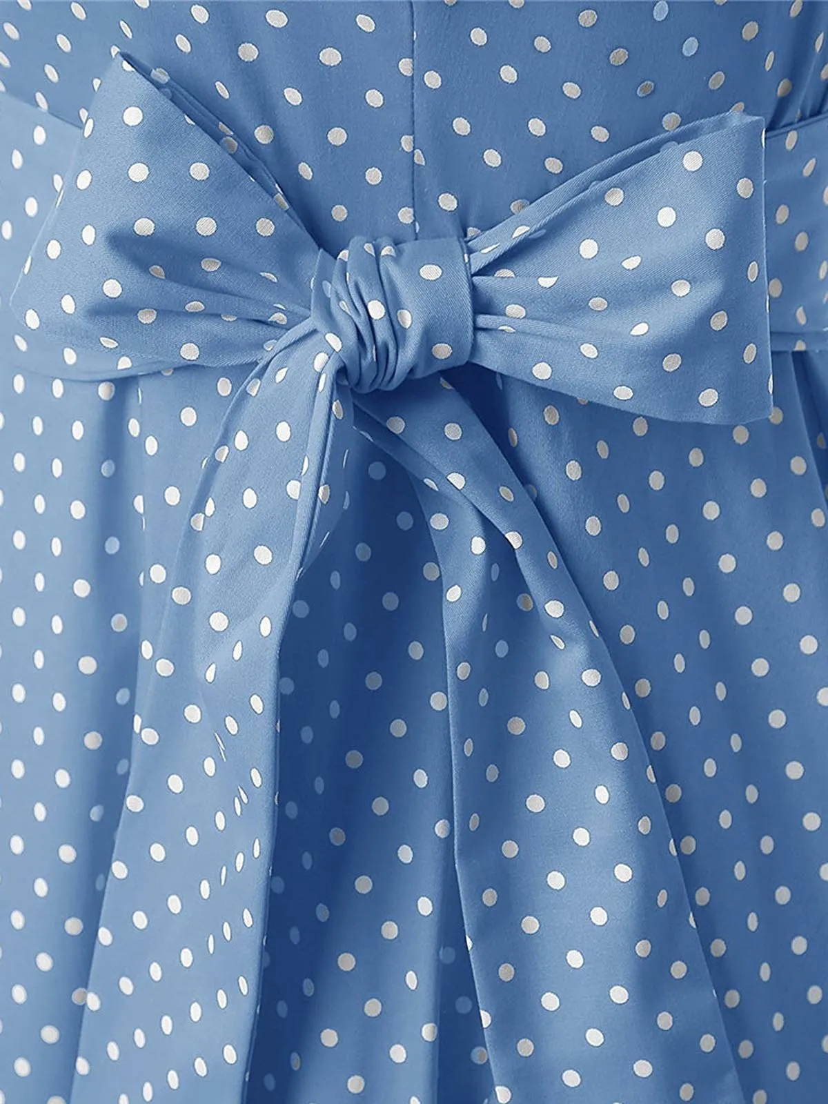 US Only Blue 1950s Polka Dot Swing Dress