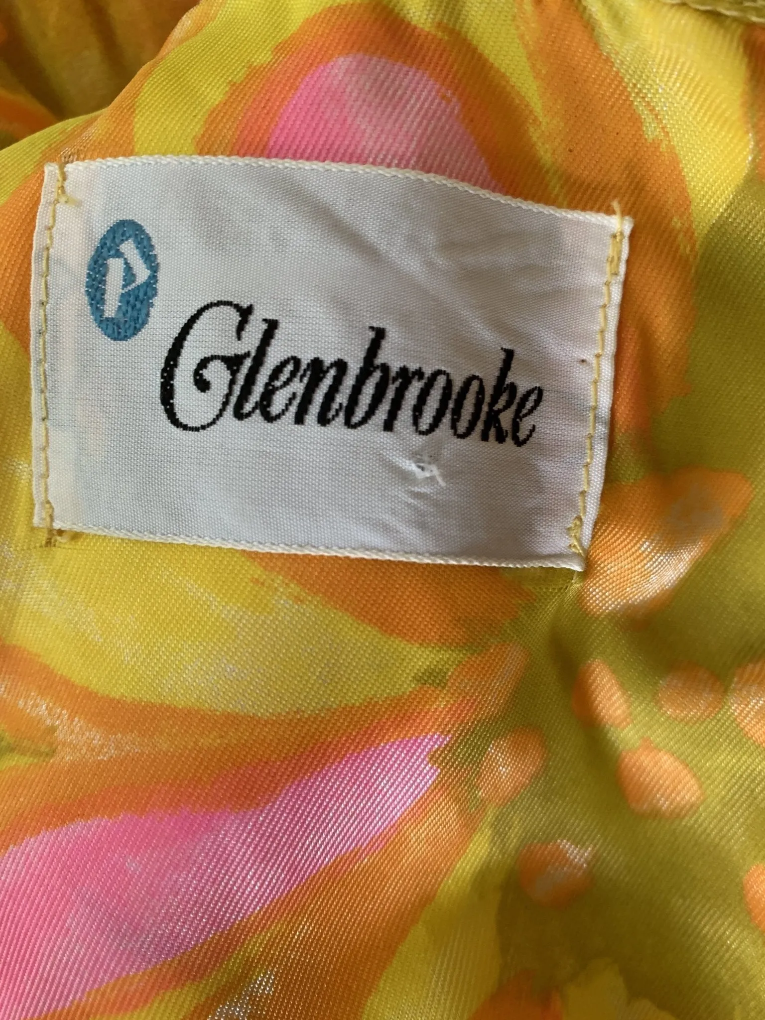 Vintage 1960s Chiffon GoGo Dress by Glenbrooke in a Yellow, Orange and Pink Floral Design.