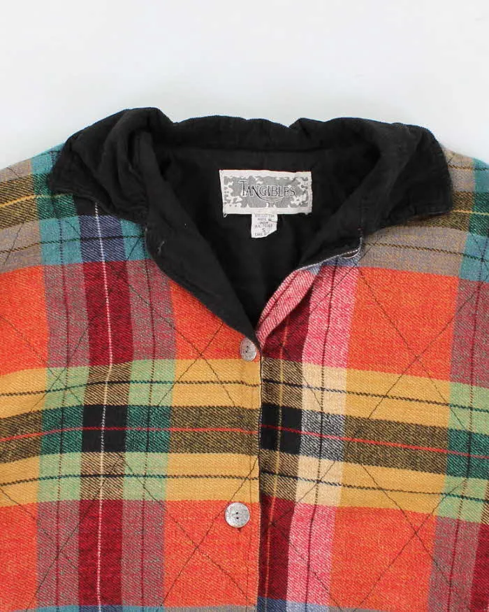 Vintage Men's Multi Coloured Padded Hooded Over Shirt - S  Shirts