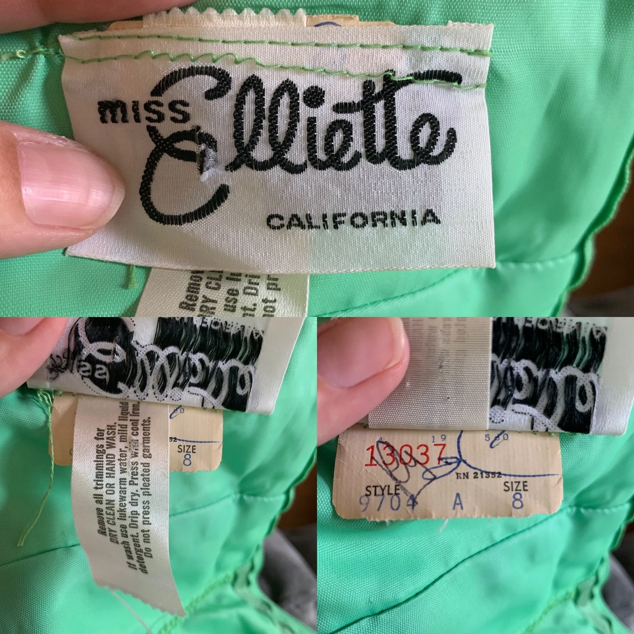 Vintage Polka Dot Sundress and Capelet by Miss Elliette. Green & White Polka Dots Halter Dress.