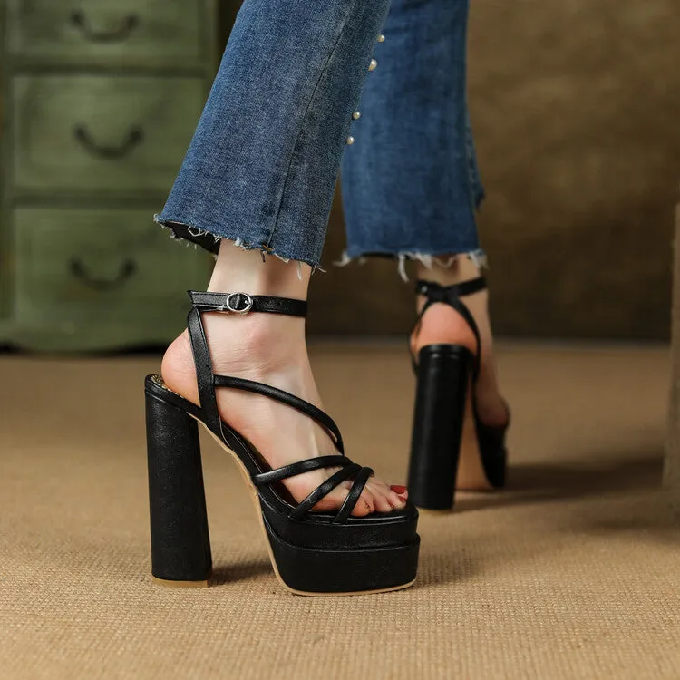 Women's Ankle Strap Chunky Heel Platform Sandals