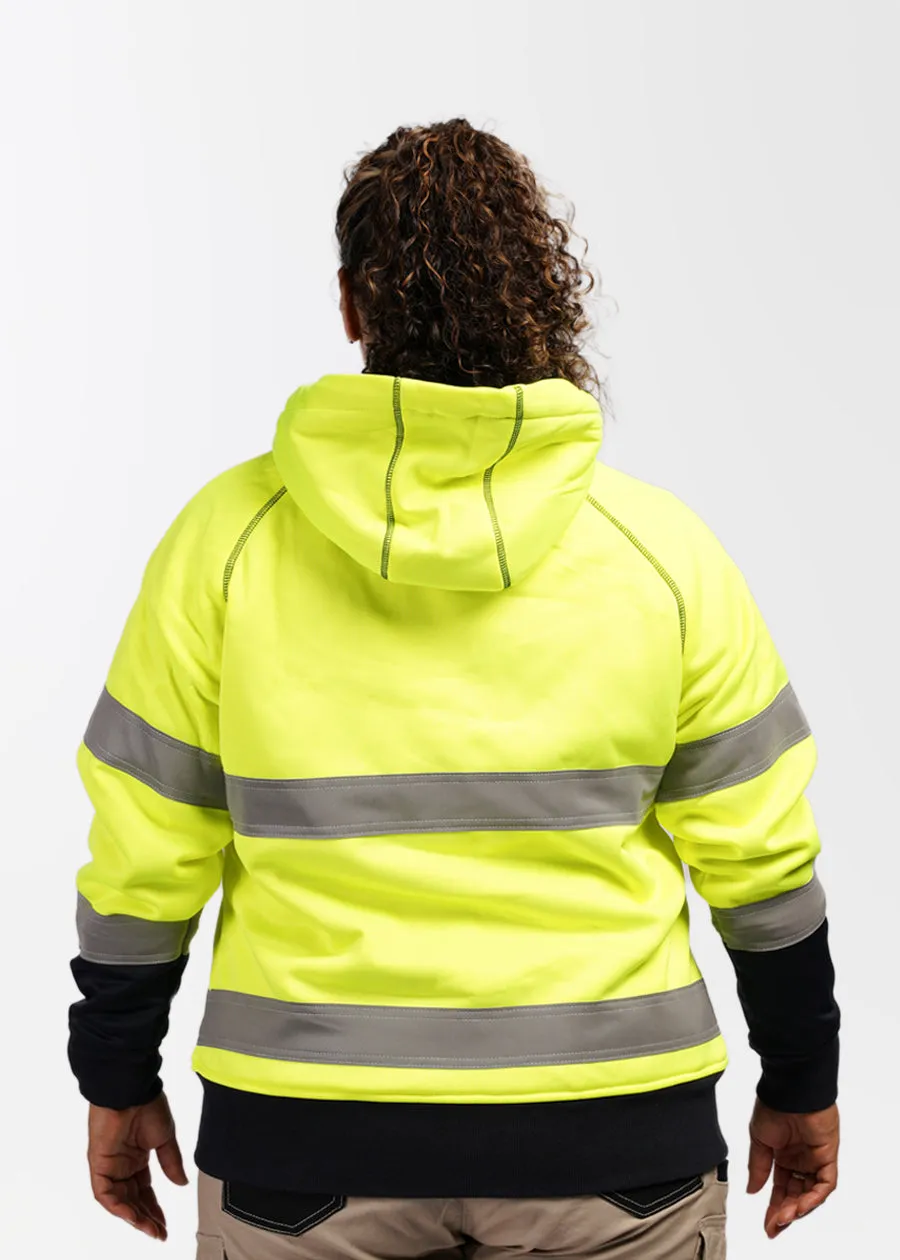 Women's hi vis taped fleece zip front hoodie