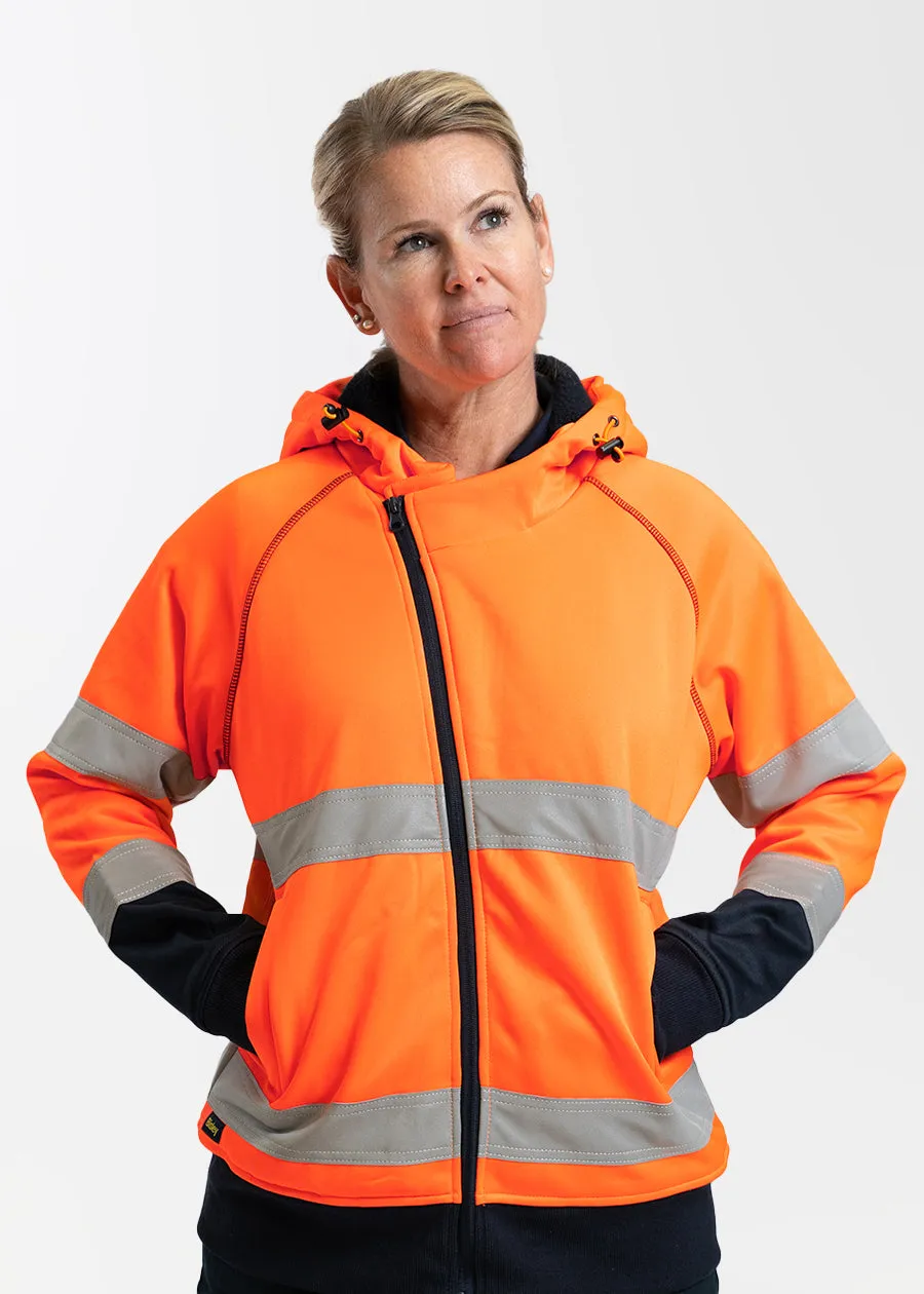 Women's hi vis taped fleece zip front hoodie