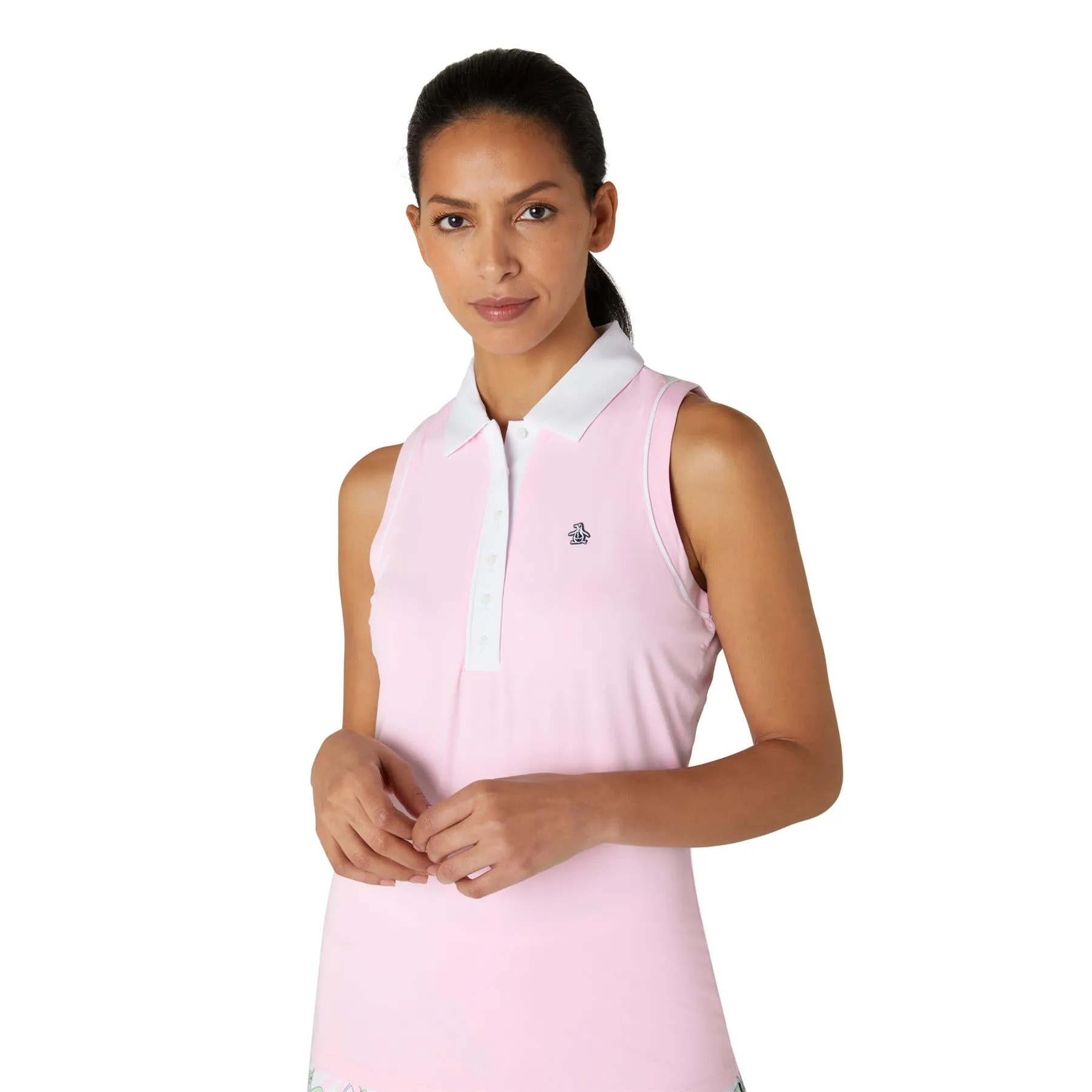 Womens Sleeveless Colour Block Polo Gelato Pink - SS24