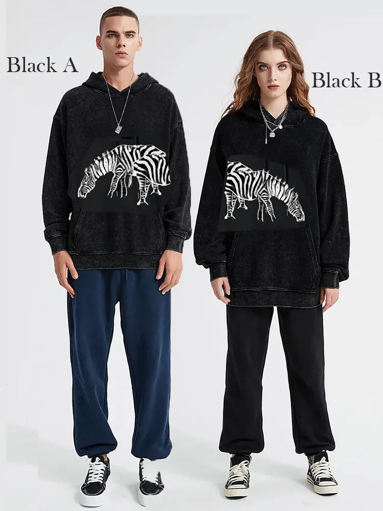 Zebra Dual Match Hoodies Unisex Valentine Artist Hand Painting A& B Couple Matching Hoodies